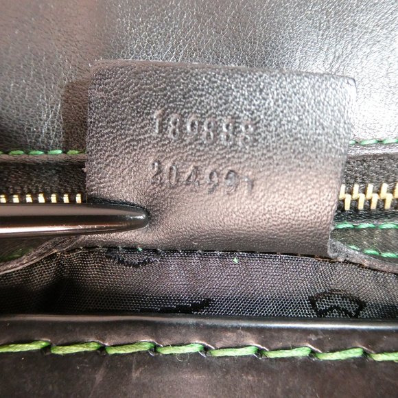 AUTHENTIC Gucci Green and Black Leather Satchel Handbag - Picture 9 of 10